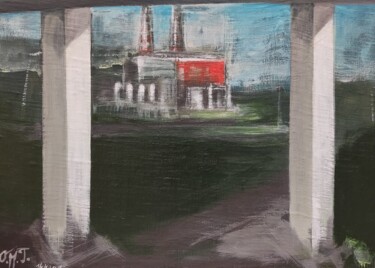 Pintura intitulada "View under the brid…" por Sentio O.M.T., Obras de arte originais, Acrílico Montado em Painel de madeira