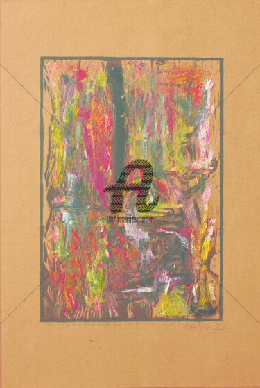 ""Ahşap Kapı Renk Ah…" başlıklı Baskıresim Veysel Şen tarafından, Orijinal sanat, Linocut