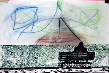 ""yalnız adam seiris…" başlıklı Baskıresim Veysel Şen tarafından, Orijinal sanat, Linocut