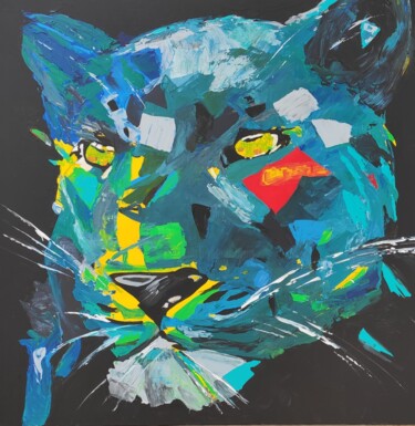 「Acrylbild Panther」というタイトルの絵画 Sepp Wörleによって, オリジナルのアートワーク, アクリル