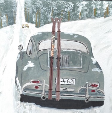 Painting titled "Porsche 356 im Wint…" by Sepp Wörle, Original Artwork, Acrylic