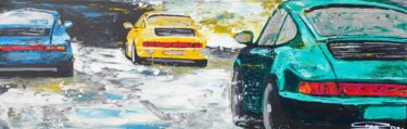 Malerei mit dem Titel "Porsche 964 Trio gr…" von Sepp Wörle, Original-Kunstwerk, Acryl