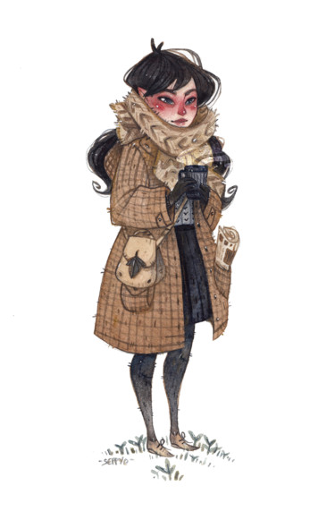 Vintage Elf Peinture intitulée "Vintage Elf" par Seppyo, Œuvre d'art originale, Aquarelle