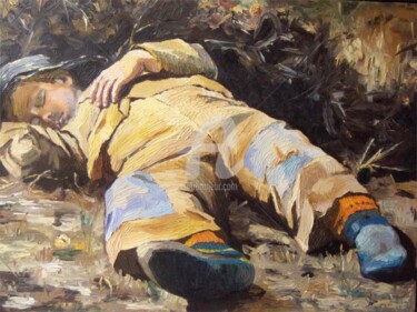 Painting titled "En sovende skagen d…" by Marcela, Original Artwork, Oil
