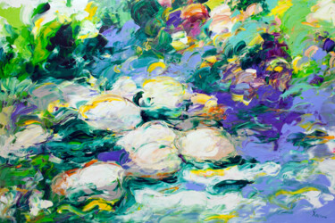 Painting titled "stones in the water" by Serafima Andreeva (Khattin Valery), Original Artwork, Oil