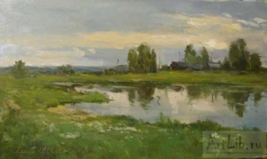 Картина под названием "У пруда" - Лариса Серебренникова, Подлинное произведение искусства, Масло