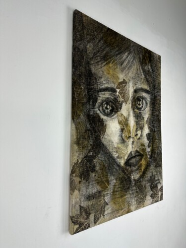 图画 标题为“Anemone” 由Serena Grassetti, 原创艺术品, 木炭 安装在木质担架架上