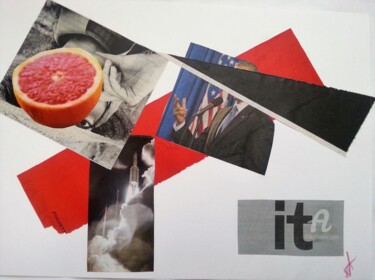 Collages intitulée "Rouge" par Diane K, Œuvre d'art originale, Découpages