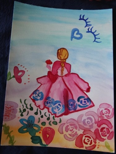 Peinture intitulée "Affiche Princesse" par Serenamente-Fr, Œuvre d'art originale, Aquarelle
