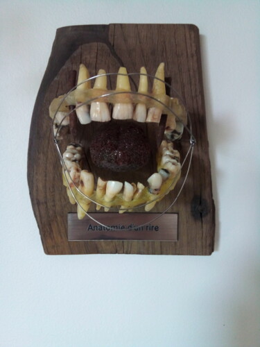 Sculpture titled "Anatomie d'un rire" by Serendipity Liche, Original Artwork, Bone