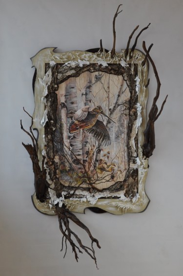 Скульптура под названием "Охота.Вальшнеп." - Сергей Сапегин, Подлинное произведение искусства, Дерево