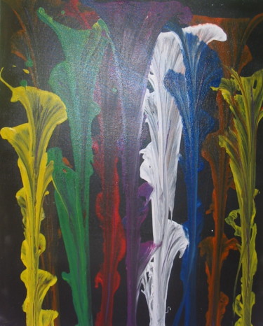 Painting titled "fleurs d'arum nr 1…" by Serge Arnaud, Original Artwork, Acrylic