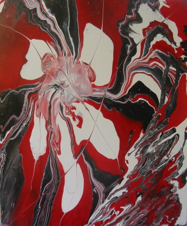 Peinture intitulée "fleur exotique hibi…" par Serge Arnaud, Œuvre d'art originale, Acrylique