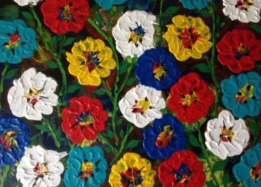 Painting titled "parterre de fleurs…" by Serge Arnaud, Original Artwork, Acrylic