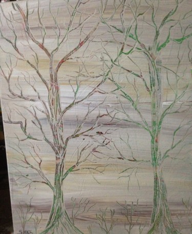 Painting titled "arbres en hivernage" by Serge Arnaud, Original Artwork, Acrylic