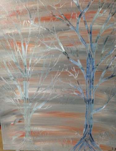 Painting titled "arbres sans feuille…" by Serge Arnaud, Original Artwork, Acrylic