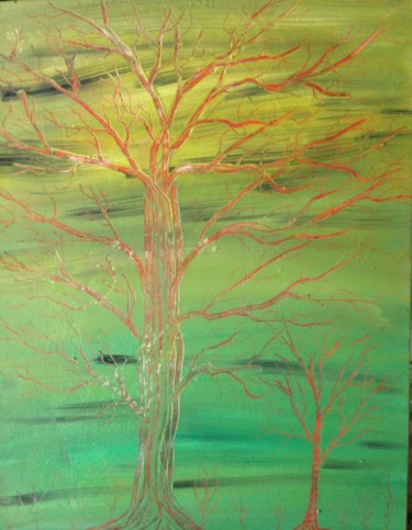 Painting titled "arbre remarquable e…" by Serge Arnaud, Original Artwork, Acrylic