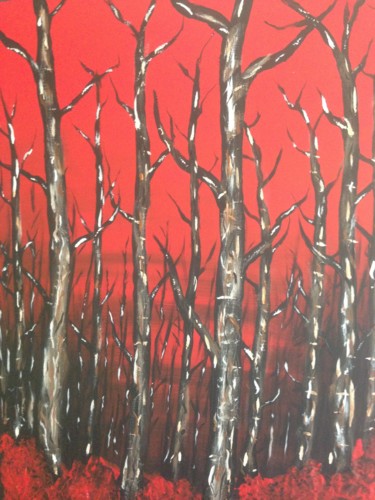 Painting titled "foret de d'arbres m…" by Serge Arnaud, Original Artwork, Acrylic