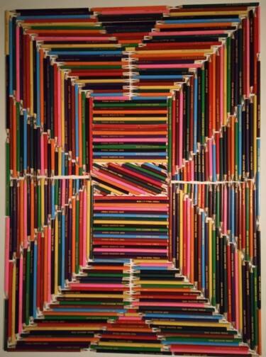 Pintura intitulada "crayons de couleurs…" por Serge Arnaud, Obras de arte originais, Lápis Montado em Armação em madeira