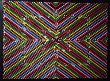 Painting titled "crayons de couleurs…" by Serge Arnaud, Original Artwork, Acrylic Mounted on Wood Stretcher frame