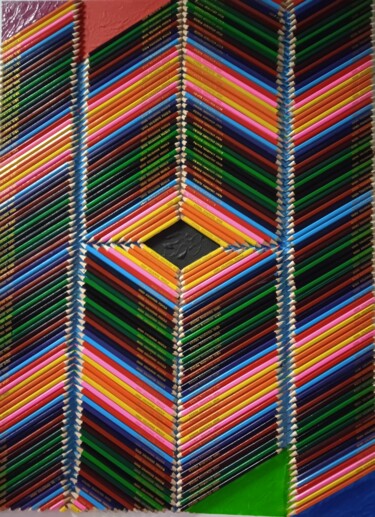 Collages intitolato "crayons de couleurs…" da Serge Arnaud, Opera d'arte originale, Matita