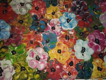 Peinture intitulée "parterre de fleurs…" par Serge Arnaud, Œuvre d'art originale, Acrylique Monté sur Châssis en bois