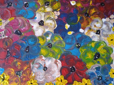Peinture intitulée "parterre de fleurs…" par Serge Arnaud, Œuvre d'art originale, Acrylique Monté sur Châssis en bois