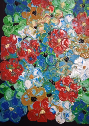 Pintura intitulada "parterres de fleurs…" por Serge Arnaud, Obras de arte originais, Acrílico