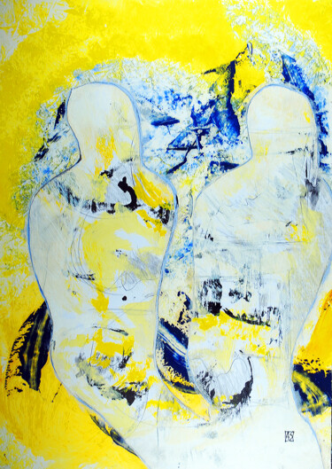 Ζωγραφική με τίτλο "Inception" από Serge Assmann, Αυθεντικά έργα τέχνης, Ακρυλικό Τοποθετήθηκε στο Ξύλινο φορείο σκελετό