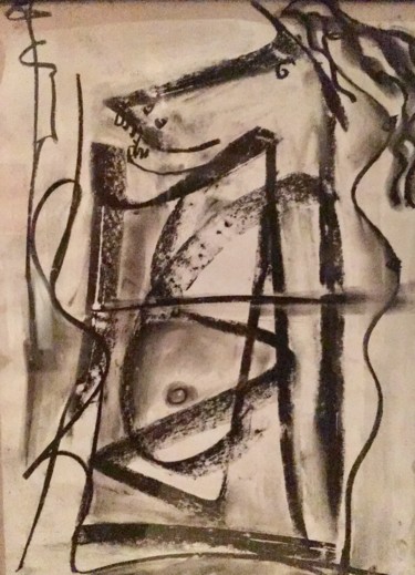 Painting titled "Marseille" by Serge Berry, Original Artwork, Charcoal