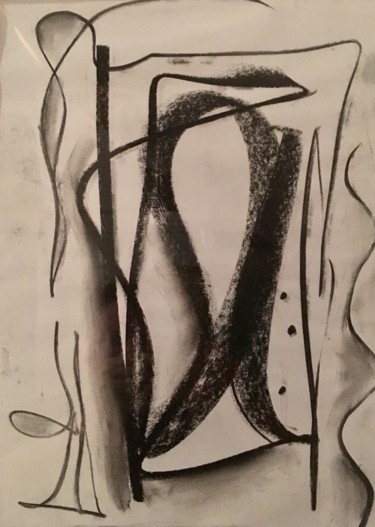 Painting titled "Femme pêcheur a la…" by Serge Berry, Original Artwork, Charcoal