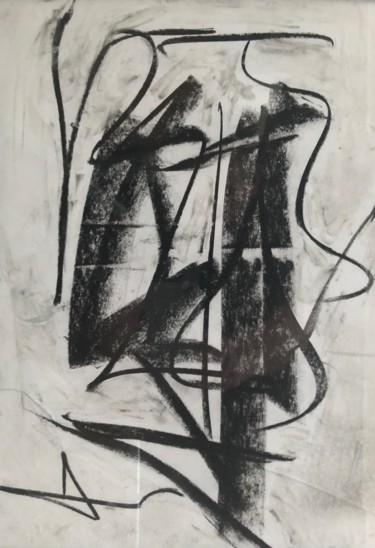 Картина под названием "Femme de l ascenseu…" - Serge Berry, Подлинное произведение искусства, Древесный уголь