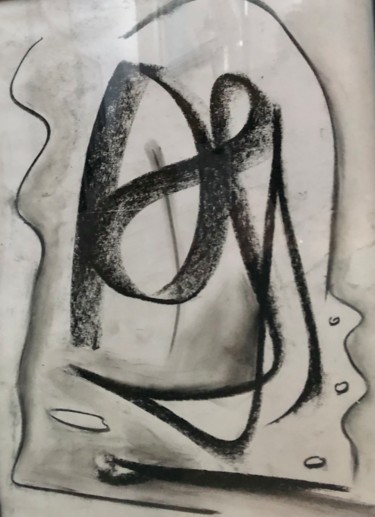 Painting titled "Amour mon amour" by Serge Berry, Original Artwork, Charcoal