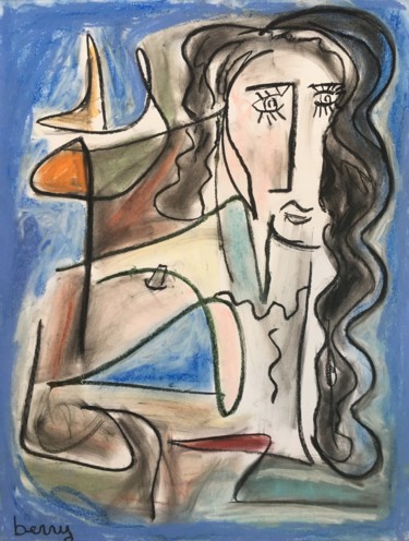 Pintura intitulada "Femme dans sa salle…" por Serge Berry, Obras de arte originais, Pastel