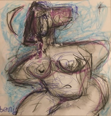 Peinture intitulée "Femme au chignon dé…" par Serge Berry, Œuvre d'art originale, Pastel