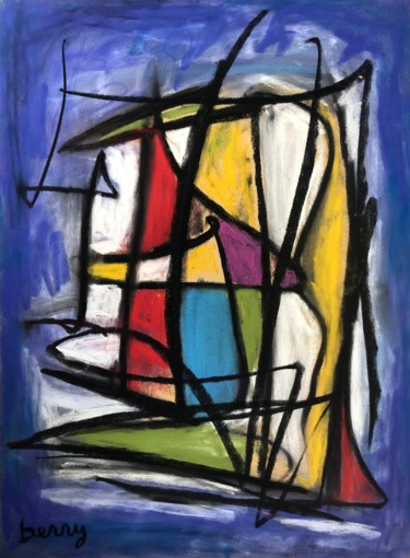 Painting titled "Les lumières du bon…" by Serge Berry, Original Artwork, Pastel