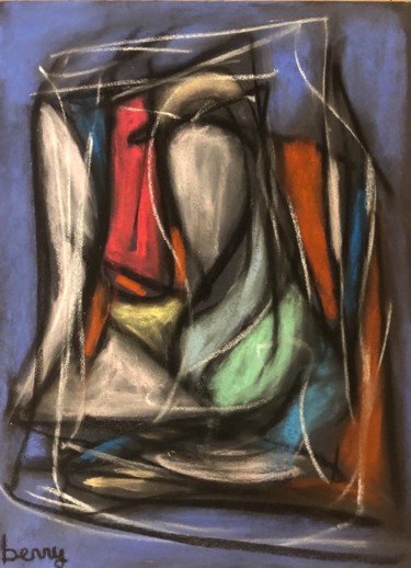 Painting titled "Nature morte aux po…" by Serge Berry, Original Artwork, Charcoal