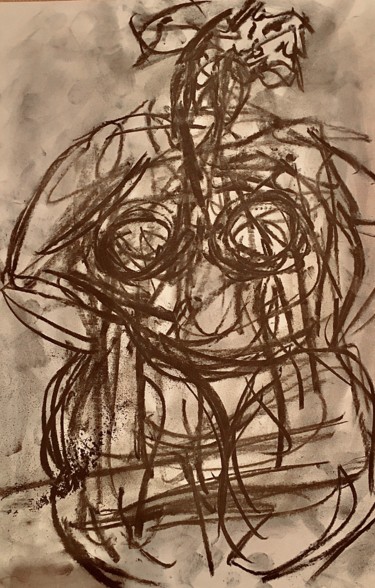 Painting titled "Esquisse" by Serge Berry, Original Artwork, Charcoal