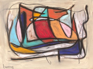 Painting titled "Chalutier dans le p…" by Serge Berry, Original Artwork, Pastel