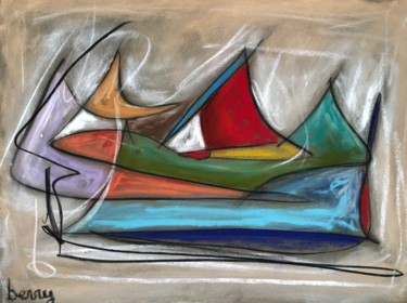 Peinture intitulée "Sortie en mer dans…" par Serge Berry, Œuvre d'art originale, Pastel