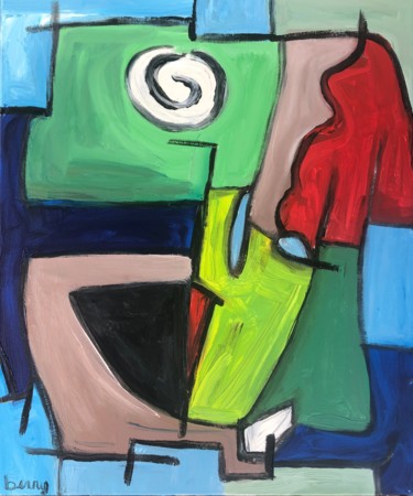 Painting titled "Le pullover rouge" by Serge Berry, Original Artwork, Acrylic