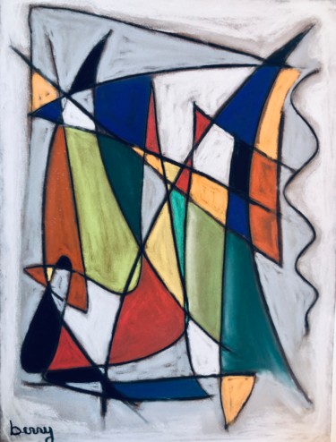 Malerei mit dem Titel "Escale dans le port…" von Serge Berry, Original-Kunstwerk, Pastell
