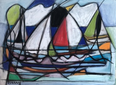 Painting titled "Voiles sur les gond…" by Serge Berry, Original Artwork, Pastel