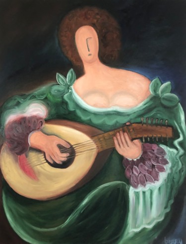 Painting titled "Musica femminile" by Serge Berry, Original Artwork, Oil