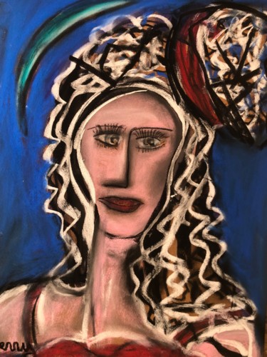 Painting titled "Demoiselle Portugai…" by Serge Berry, Original Artwork, Pastel