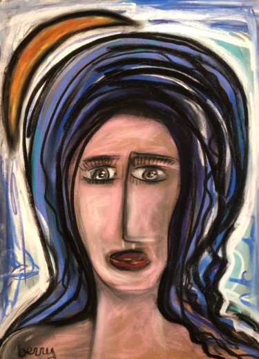 Painting titled "Fatima des Lilas" by Serge Berry, Original Artwork, Pastel