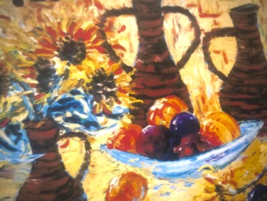 Painting titled "Nature morte 3" by Serge Berry, Original Artwork, Oil