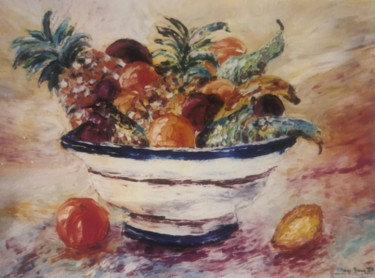Peinture intitulée "Coupe de fruits" par Serge Berry, Œuvre d'art originale, Huile