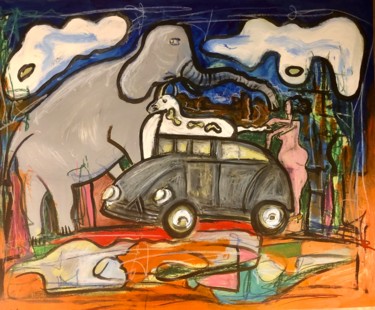 Malerei mit dem Titel "Le reve de l elepha…" von Serge Berry, Original-Kunstwerk, Acryl