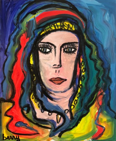 Painting titled "Femme voilee" by Serge Berry, Original Artwork, Acrylic